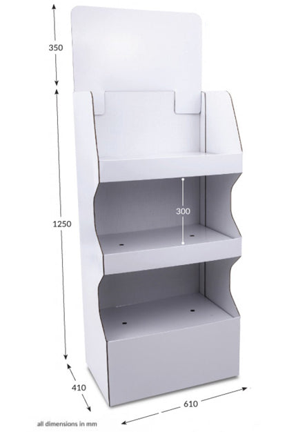 3 Shelf WIDE Pop-up FSDU Unprinted