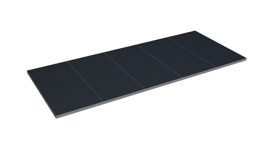 Front three quarter view of plinth with Charcoal colour deck and colour coded edge trim