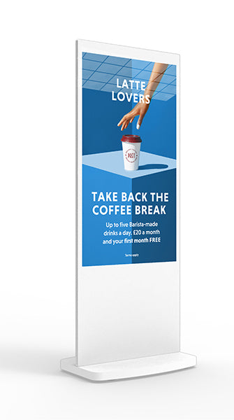 Super slim free standing 50" Digital Poster in White