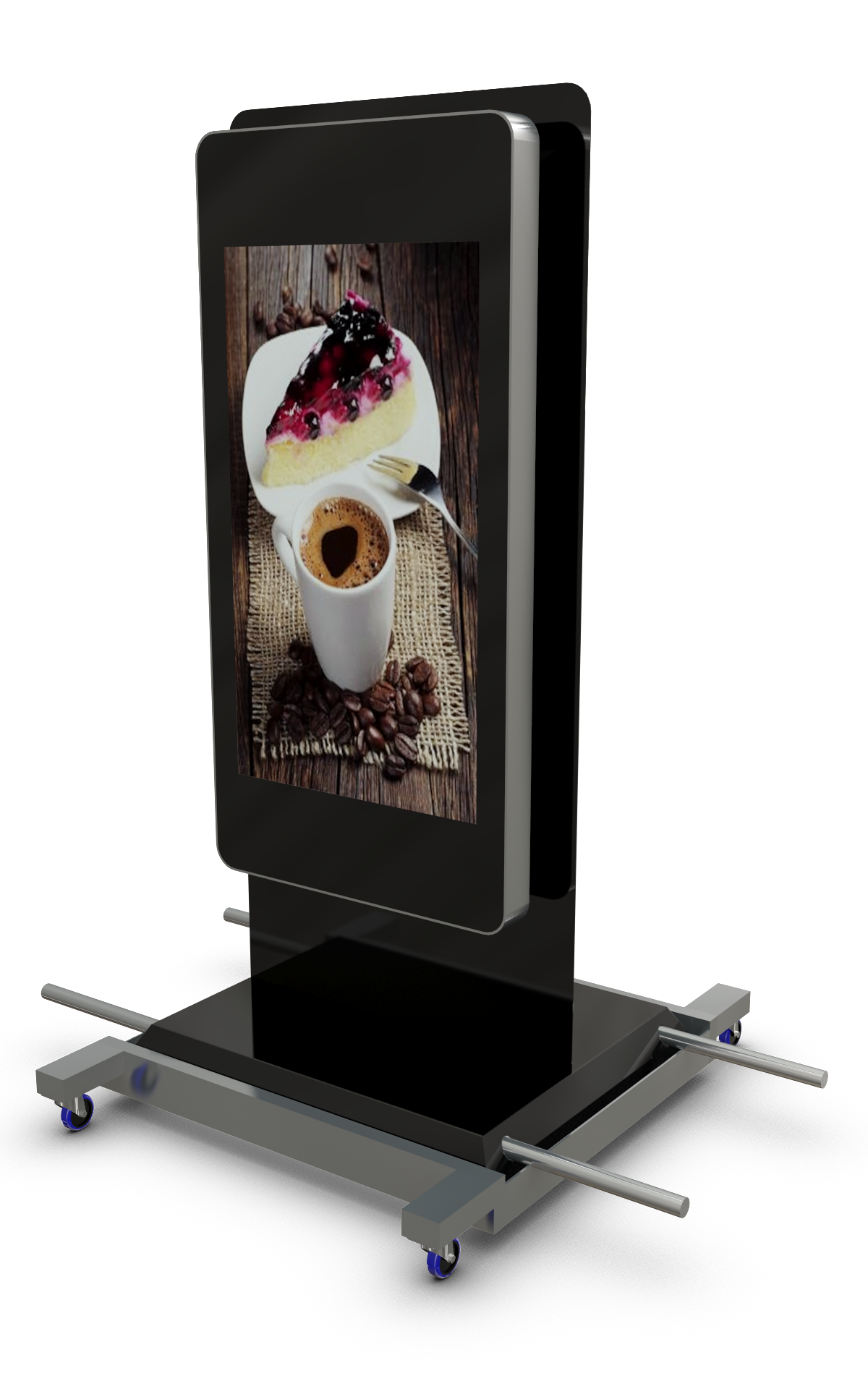 Mobile outdoor 47" Digital Advertising Display with Trolley and lifting handles