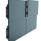 Three quarter front view of pop-out video wall mount with screen open