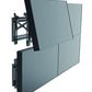 Three quarter front view of pop-out video wall mount and screen open in tilt position