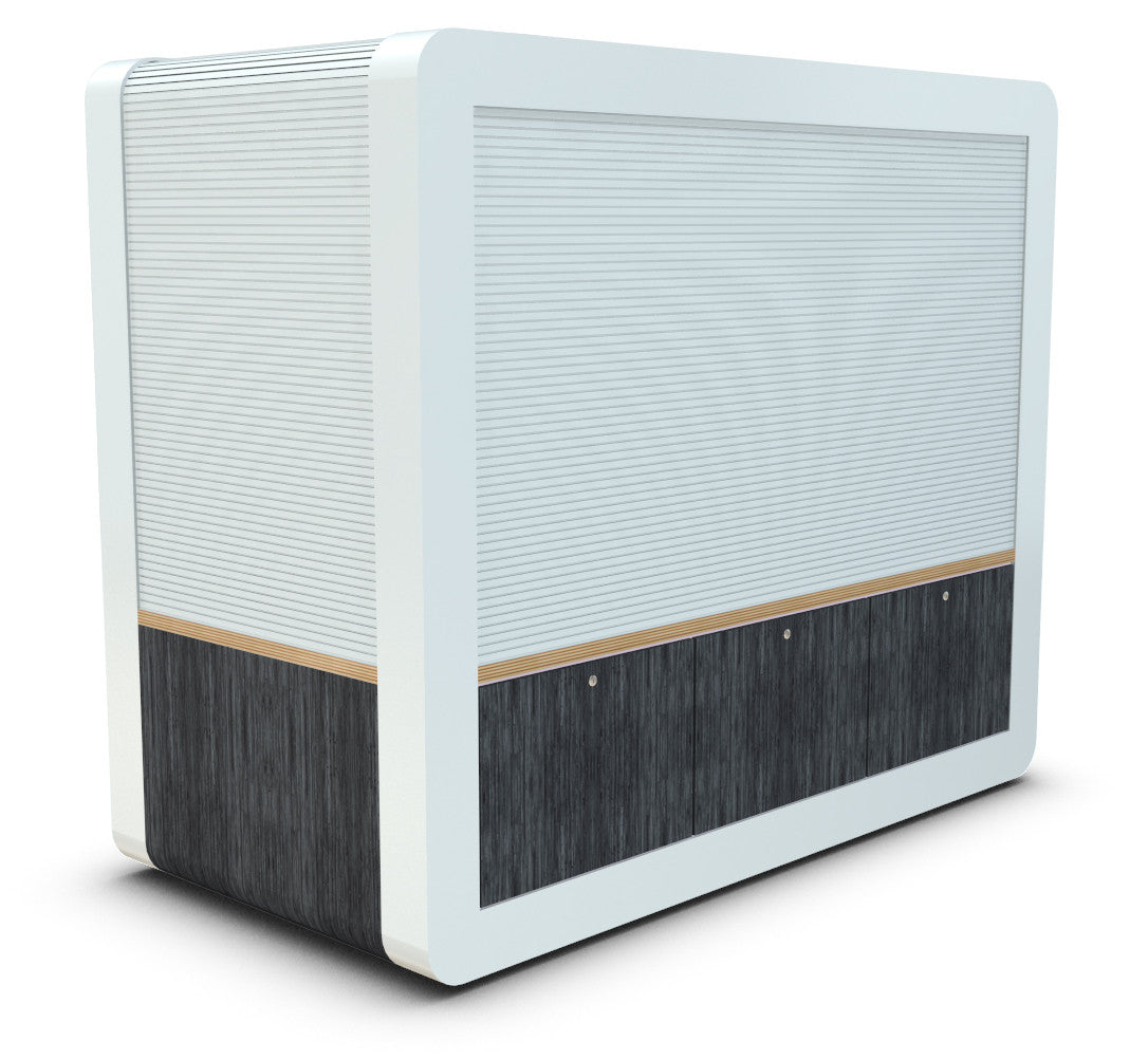 Secure Retail Merchandise Unit with shutters down