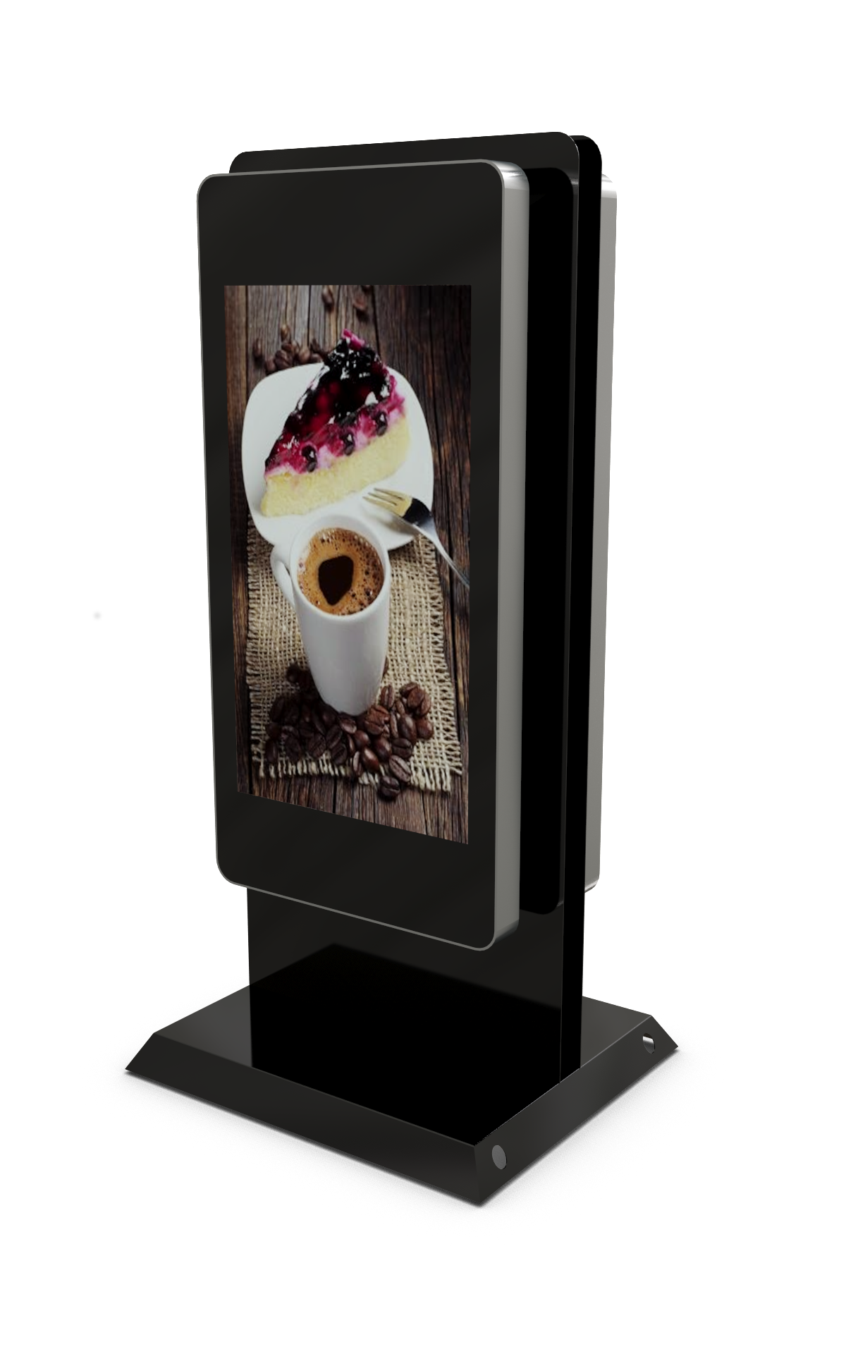 Double Sided Mobile outdoor 47" Digital Advertising Display front three quarter view