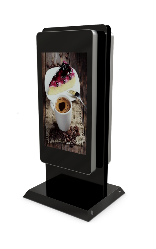 Double Sided Mobile outdoor 47" Digital Advertising Display front three quarter view